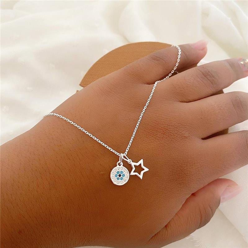 COLAR PRATA 925 OLHO GREGO E ESTRELA