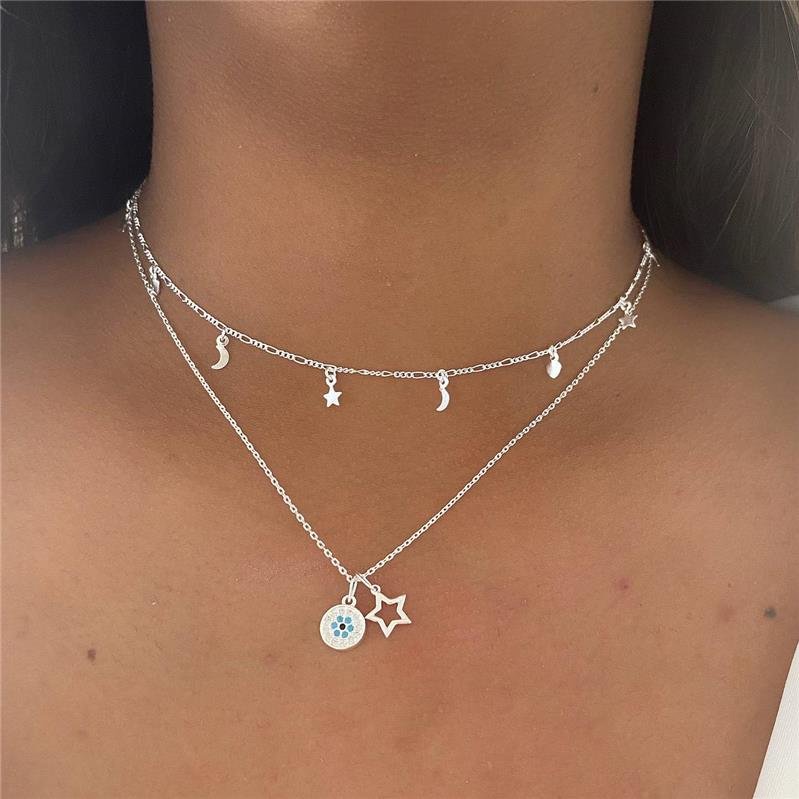 COLAR PRATA 925 OLHO GREGO E ESTRELA