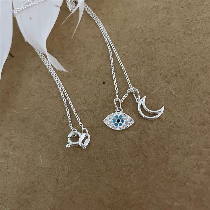 COLAR PRATA 925 OLHO GREGO E LUA VAZADA LISA