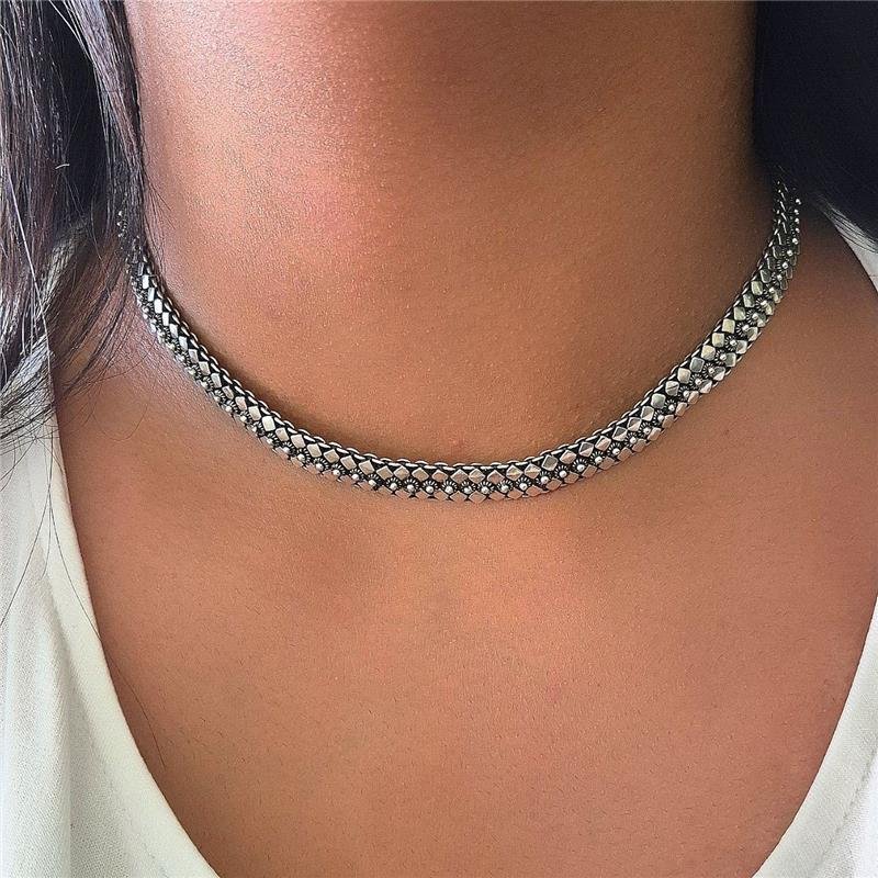 COLAR PRATA 925 PEKUN FLORES E LOSANGOS