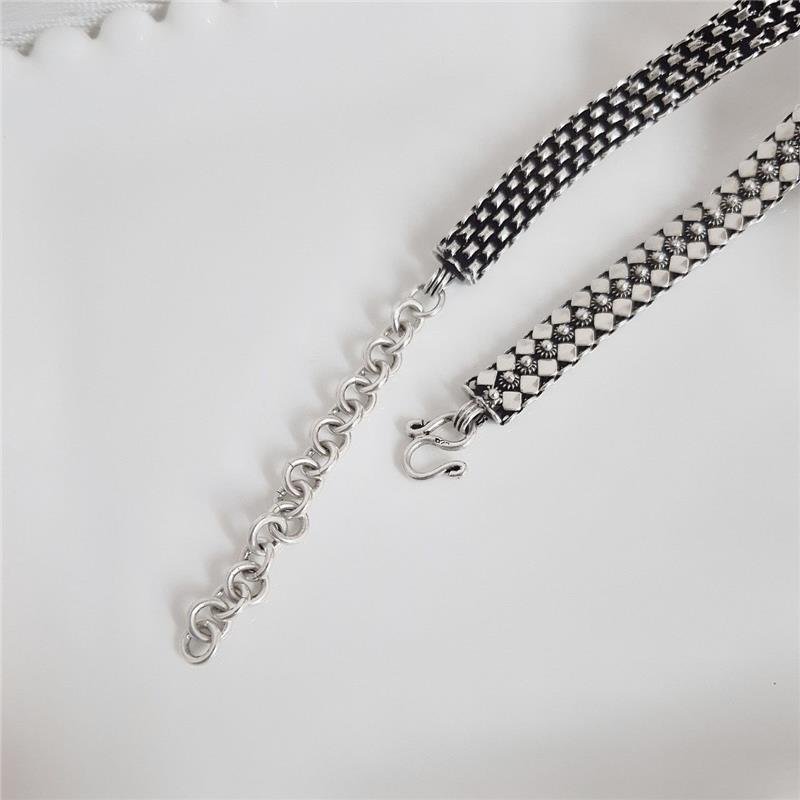 COLAR PRATA 925 PEKUN FLORES E LOSANGOS