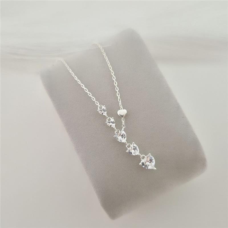 COLAR PRATA 925 PINGENTE 5 CORAÇÕES ZIRCONIA