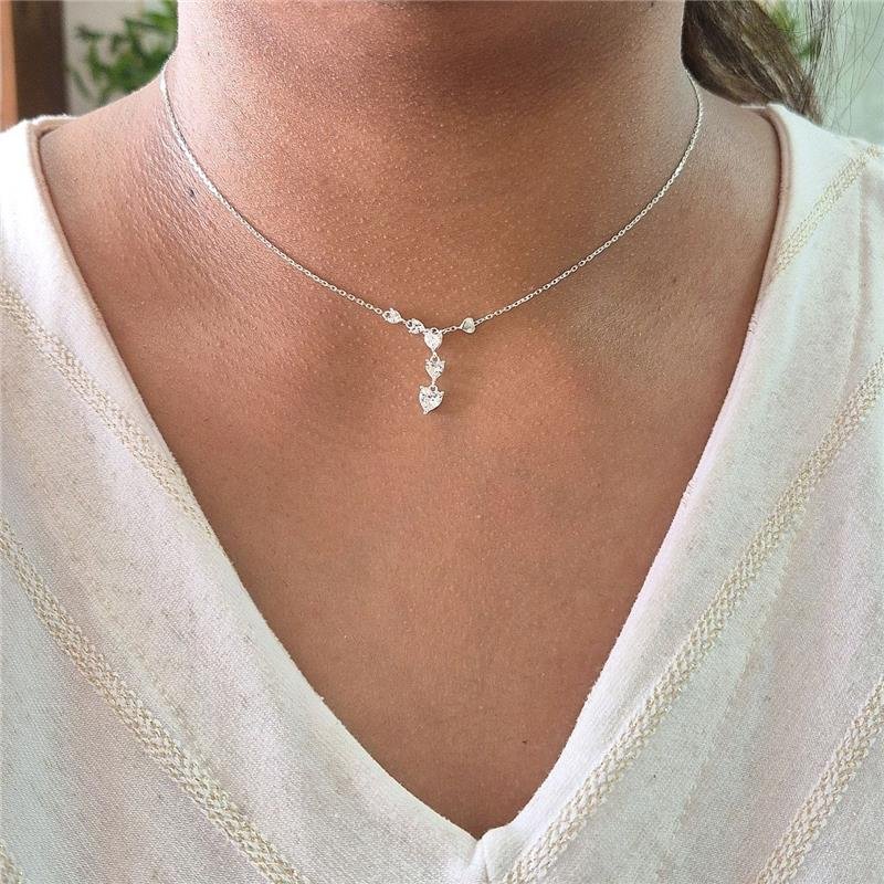 COLAR PRATA 925 PINGENTE 5 CORAÇÕES ZIRCONIA