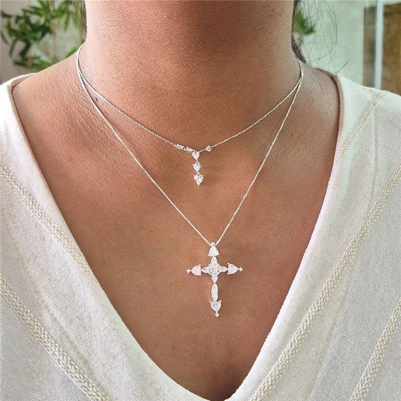 COLAR PRATA 925 PINGENTE 5 CORAÇÕES ZIRCONIA