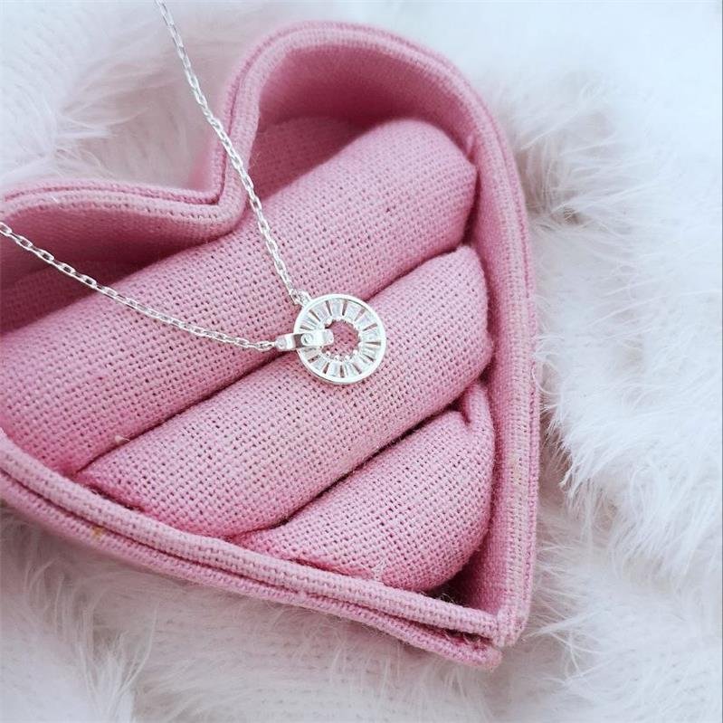 COLAR PRATA 925 PINGENTE CIRCULO CRAVEJADO