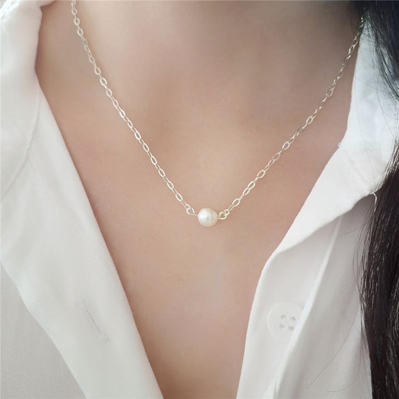 COLAR PRATA 925 PINGENTE PÉROLA ORGÂNICA