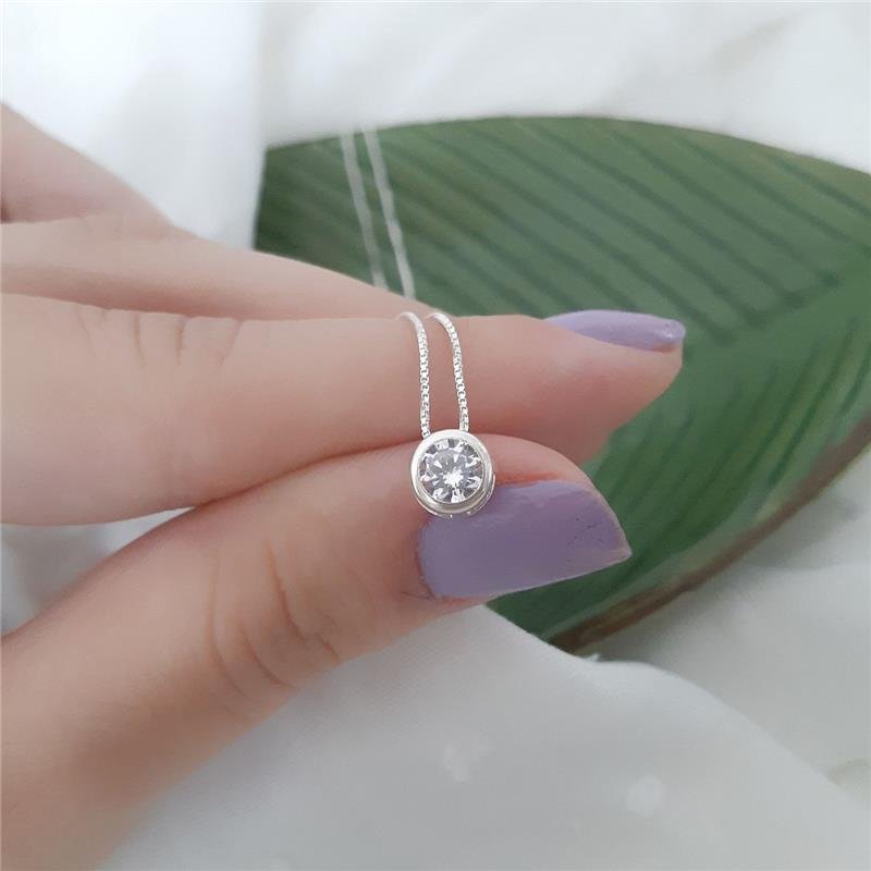 COLAR PRATA 925 PONTO DE LUZ 1 CM