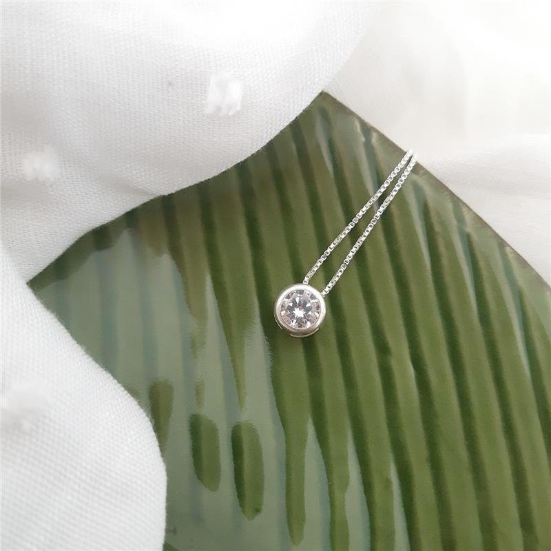 COLAR PRATA 925 PONTO DE LUZ 1 CM