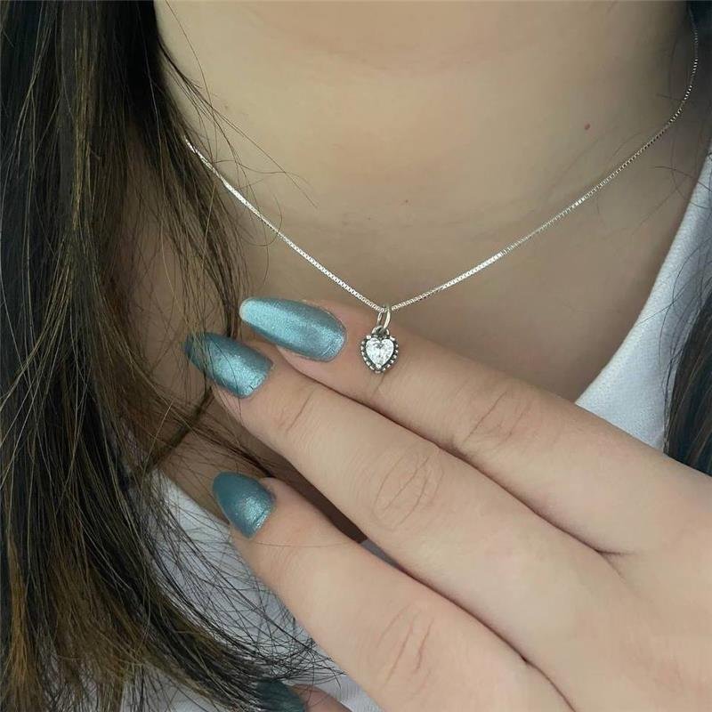 COLAR PRATA 925 PONTO DE LUZ CORAÇÃO