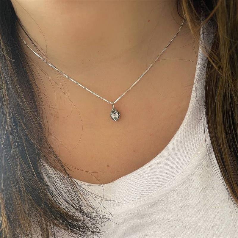 COLAR PRATA 925 PONTO DE LUZ CORAÇÃO