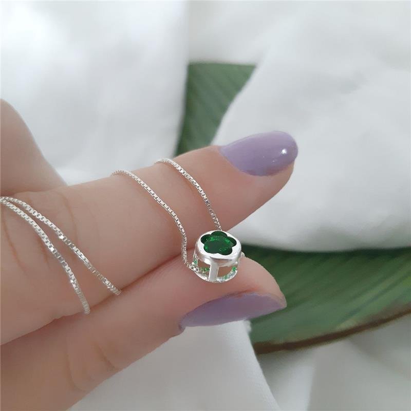 COLAR PRATA 925 PONTO DE LUZ VERDE