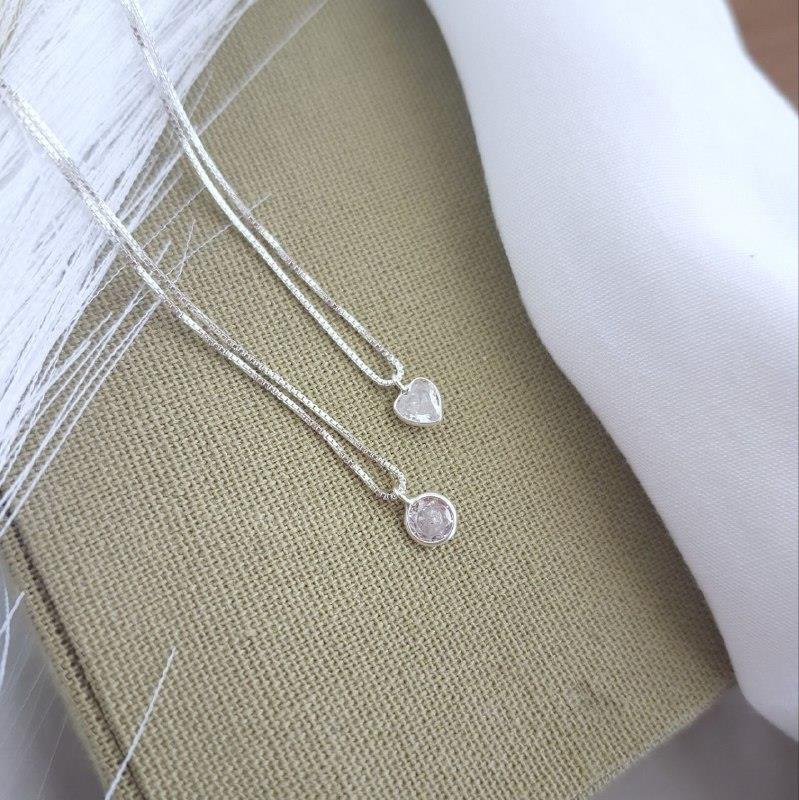 COLAR PRATA 925 PONTO LUZ CORAÇÃO