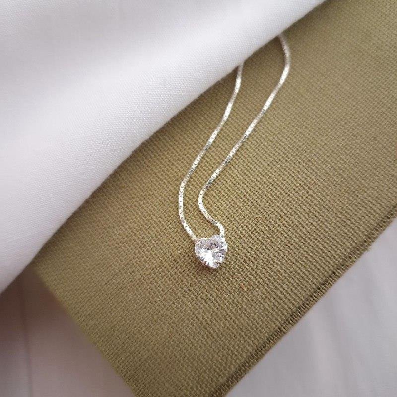 COLAR PRATA 925 PONTO LUZ CORAÇÃO CAIXA INGLESA 40 CM