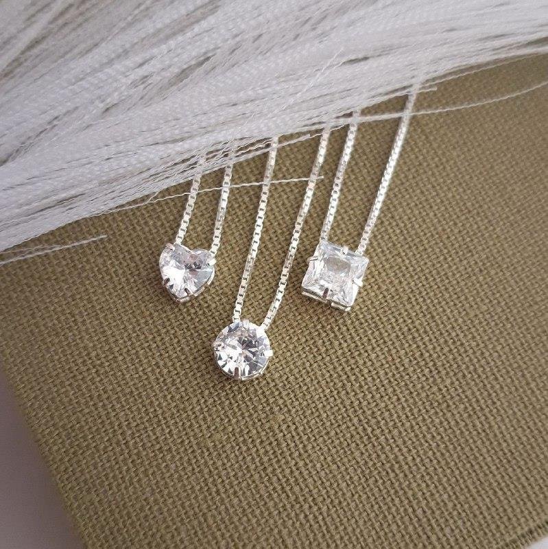 COLAR PRATA 925 PONTO LUZ CORAÇÃO CAIXA INGLESA 45 CM