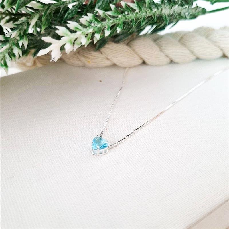 COLAR PRATA 925 PONTO LUZ CORAÇÃO CAIXA INGLESA CORES