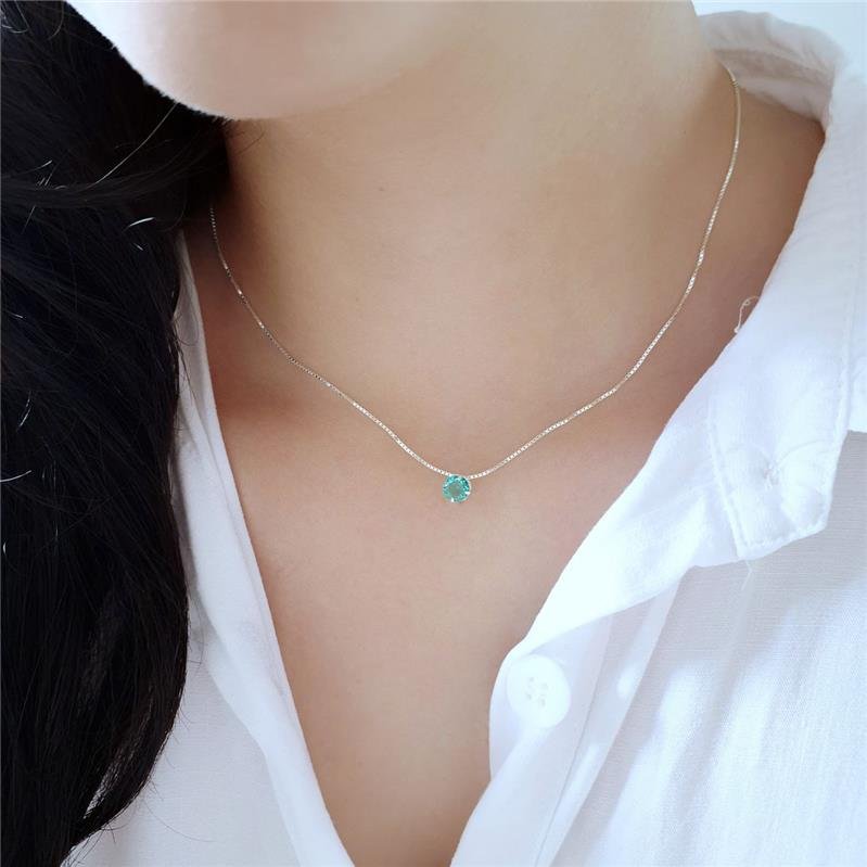 COLAR PRATA 925 PONTO LUZ CORES REDONDO CAIXA INGLESA 40 CM