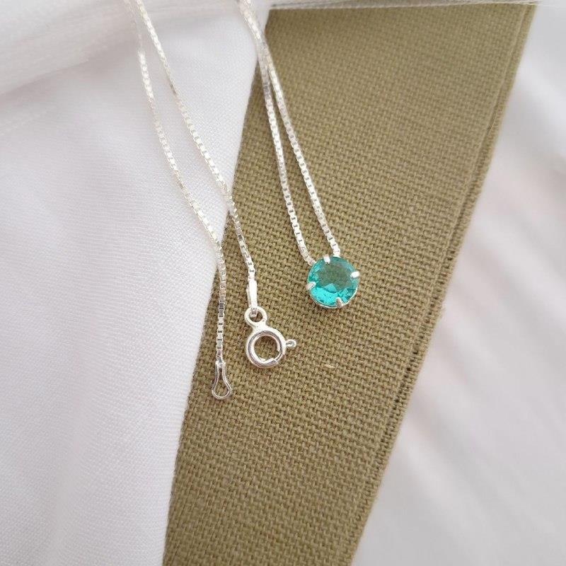 COLAR PRATA 925 PONTO LUZ CORES REDONDO CAIXA INGLESA 40 CM