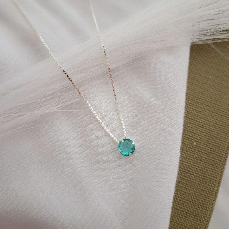 COLAR PRATA 925 PONTO LUZ CORES REDONDO CAIXA INGLESA 40 CM