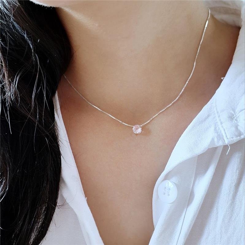 COLAR PRATA 925 PONTO LUZ CORES REDONDO CAIXA INGLESA 40 CM