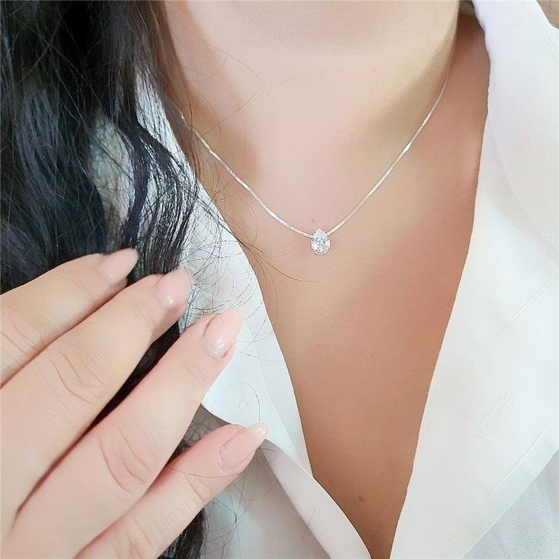 COLAR PRATA 925 PONTO LUZ GOTA CAIXA INGLESA