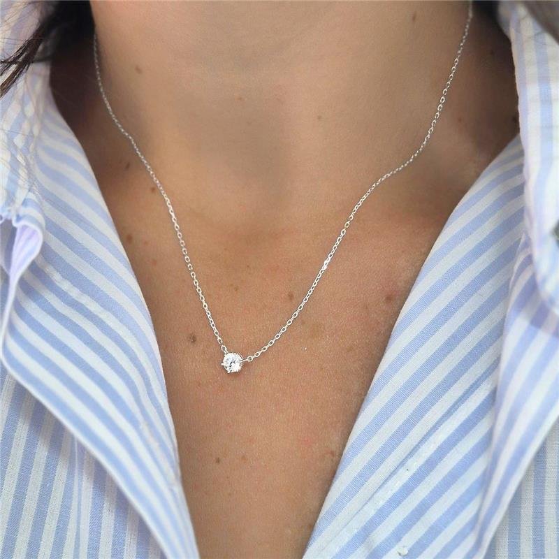 COLAR PRATA 925 PONTO LUZ HEXAGONAL