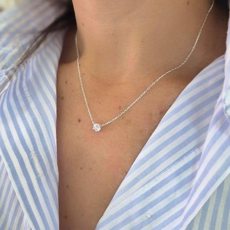 COLAR PRATA 925 PONTO LUZ HEXAGONAL