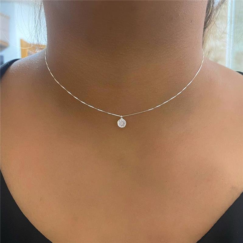 COLAR PRATA VENEZIANA 40CM C PONTO LUZ REDONDO 6 MM