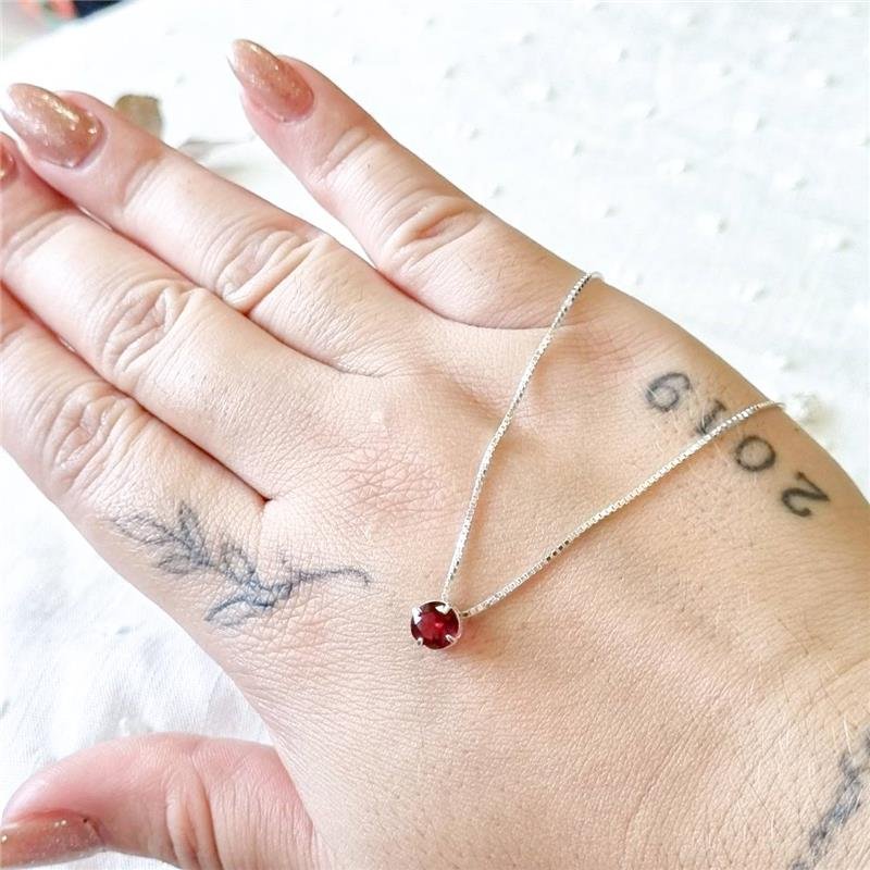 COLAR PRATA 925 PONTO LUZ REDONDO 6MM CAIXA INGLESA CORES