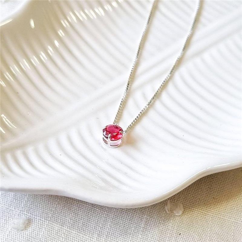 COLAR PRATA 925 PONTO LUZ REDONDO 6MM CAIXA INGLESA CORES