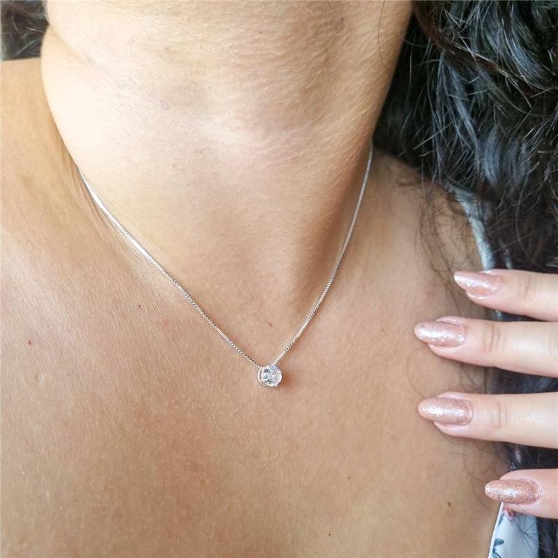 COLAR PRATA 925 PONTO LUZ REDONDO 6MM CAIXA INGLESA CORES