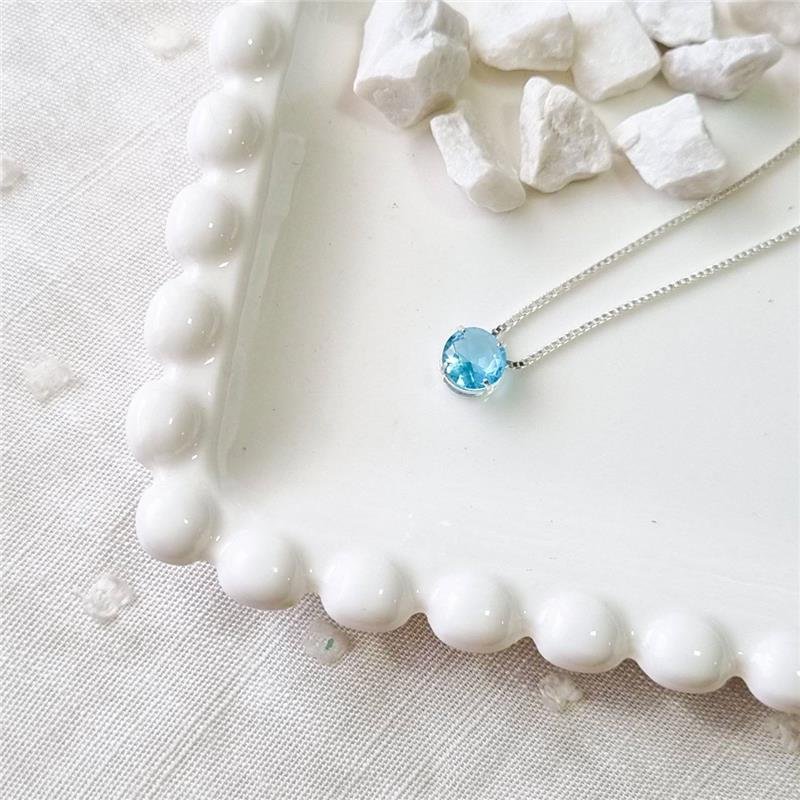 COLAR PRATA 925 PONTO LUZ REDONDO 6MM CAIXA INGLESA CORES