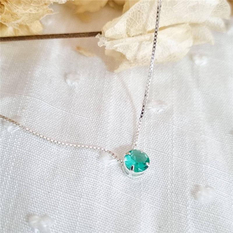 COLAR PRATA 925 PONTO LUZ REDONDO 6MM CAIXA INGLESA CORES