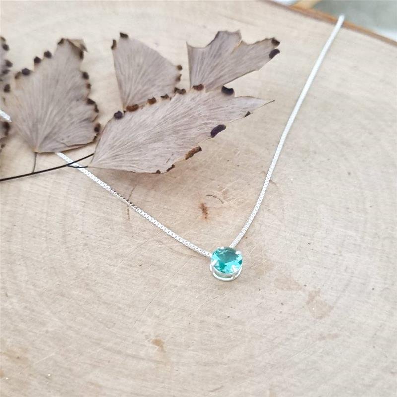 COLAR PRATA 925 PONTO LUZ REDONDO 6MM CAIXA INGLESA CORES