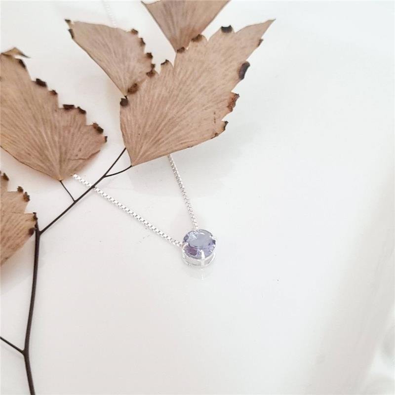 COLAR PRATA 925 PONTO LUZ REDONDO 6MM CAIXA INGLESA CORES