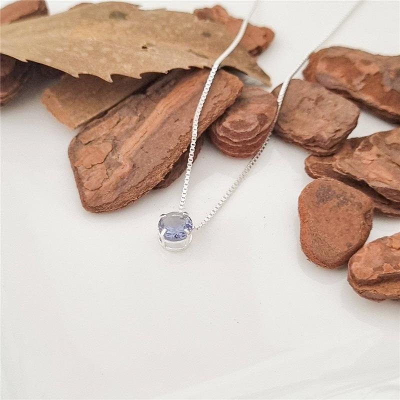 COLAR PRATA 925 PONTO LUZ REDONDO 6MM CAIXA INGLESA CORES