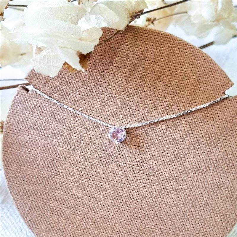 COLAR PRATA 925 PONTO LUZ REDONDO 6MM CAIXA INGLESA CORES