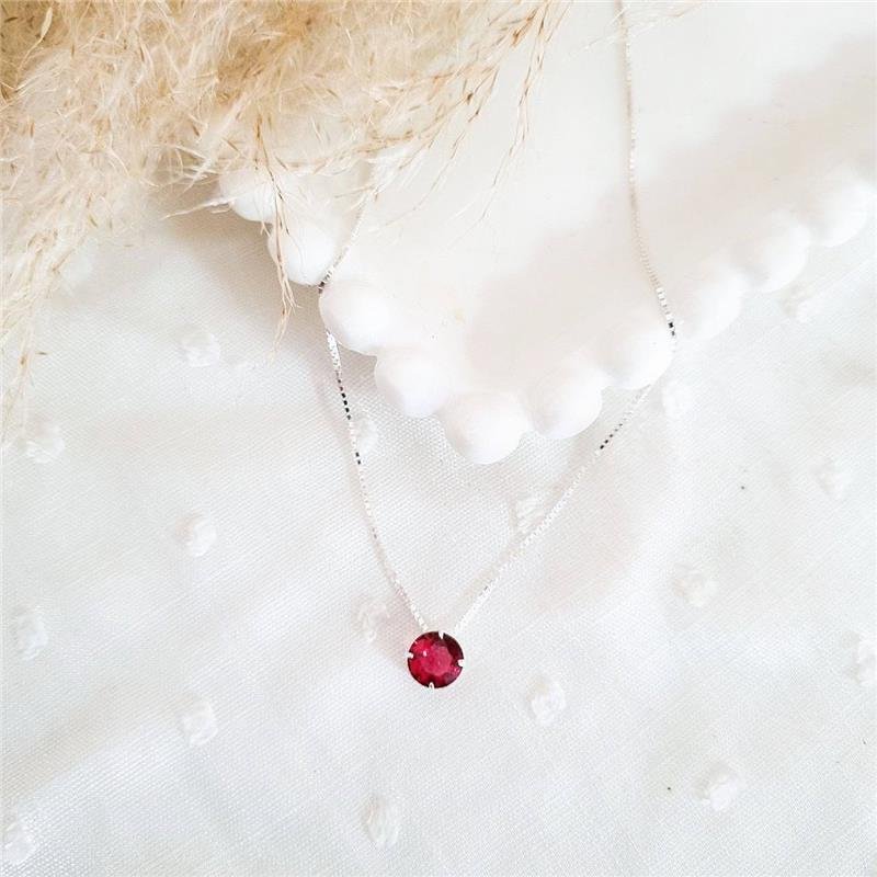 COLAR PRATA 925 PONTO LUZ REDONDO 7MM CAIXA INGLESA CORES