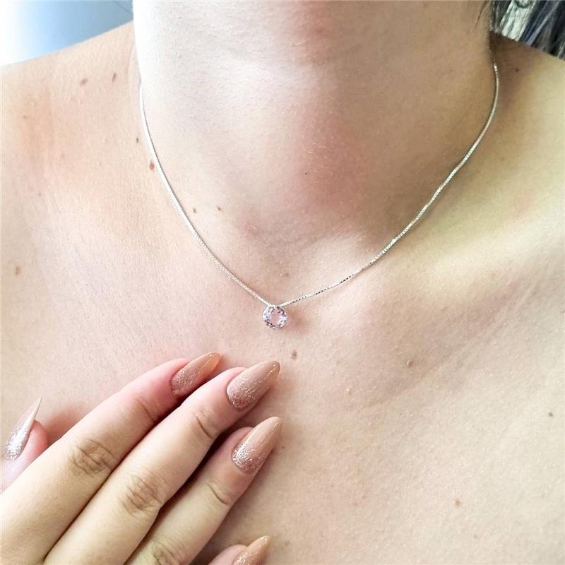 COLAR PRATA 925 PONTO LUZ REDONDO 7MM CAIXA INGLESA CORES