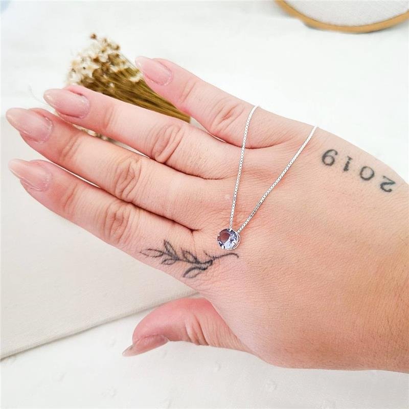 COLAR PRATA 925 PONTO LUZ REDONDO 7MM CAIXA INGLESA CORES