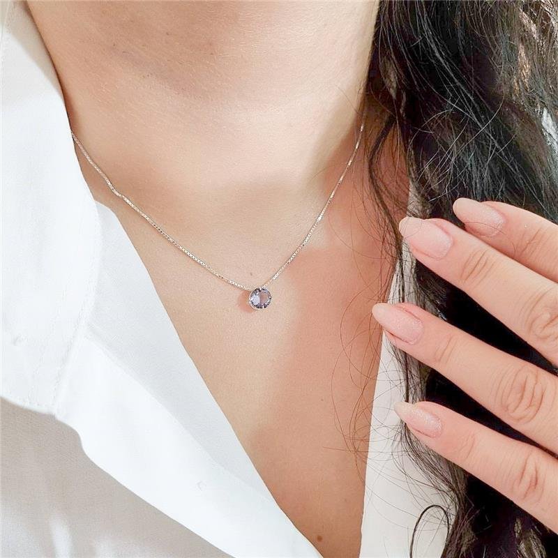 COLAR PRATA 925 PONTO LUZ REDONDO 7MM CAIXA INGLESA CORES