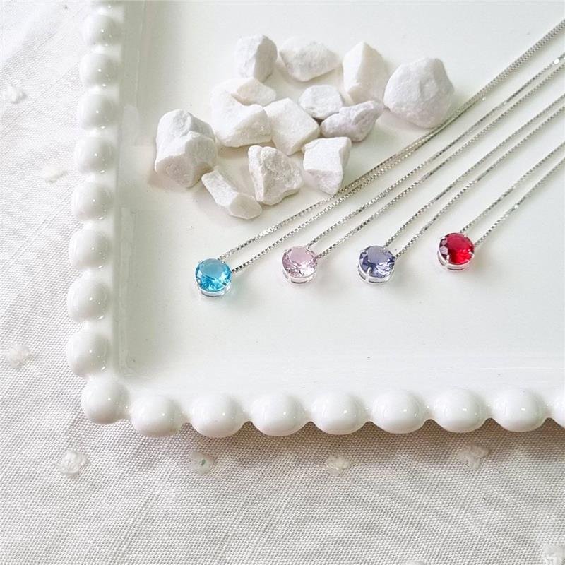 COLAR PRATA 925 PONTO LUZ REDONDO 7MM CAIXA INGLESA CORES