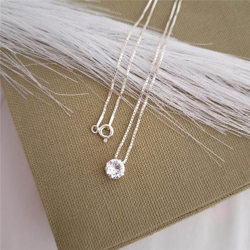 COLAR PRATA 925 PONTO LUZ REDONDO CAIXA INGLESA 40 CM