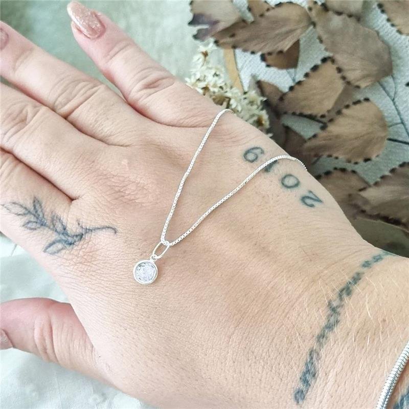 COLAR PRATA 925 PONTO LUZ REDONDO CRAVAÇÃO INGLESA CORES