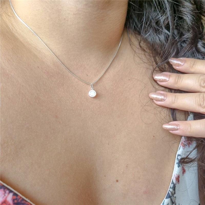 COLAR PRATA 925 PONTO LUZ REDONDO CRAVAÇÃO INGLESA CORES