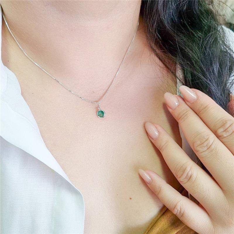 COLAR PRATA 925 PONTO LUZ REDONDO CRAVAÇÃO INGLESA CORES