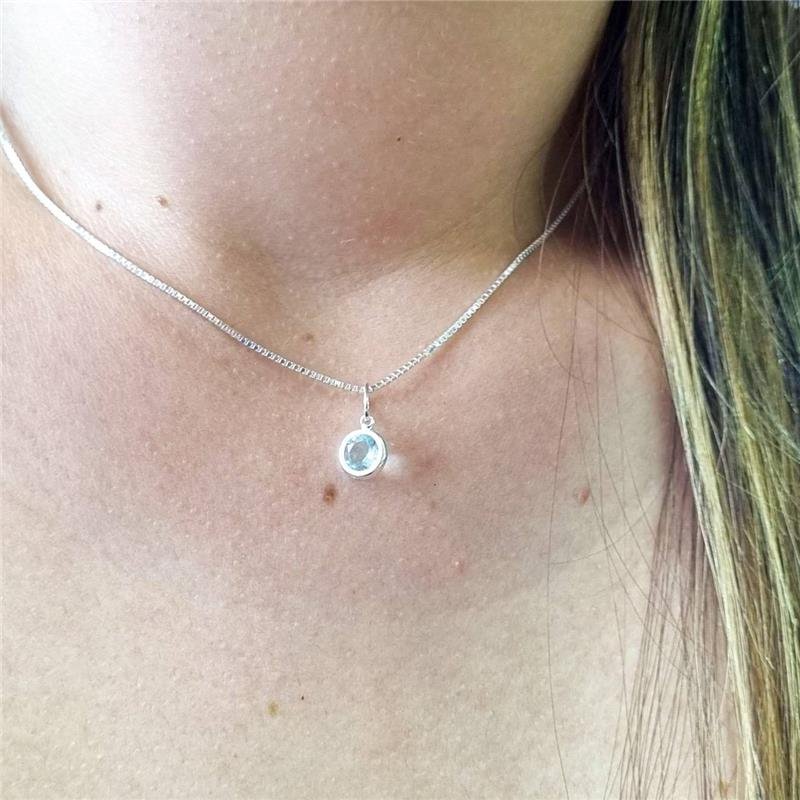 COLAR PRATA 925 PONTO LUZ REDONDO CRAVAÇÃO INGLESA CORES