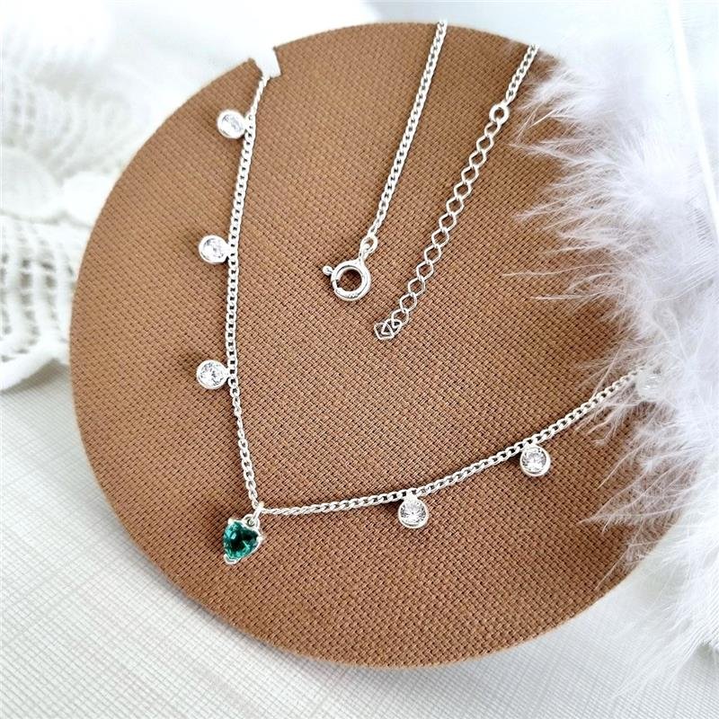 COLAR PRATA 925 PONTOS DE LUZ CORAÇÃO COLORIDO