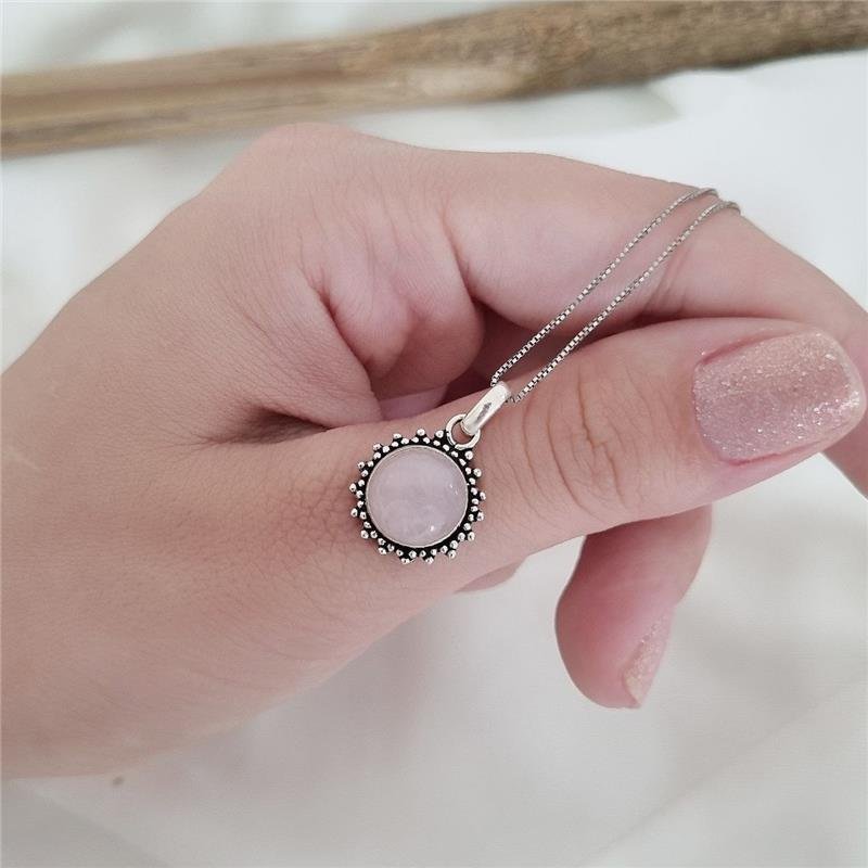 COLAR PRATA 925 SOL COM PEDRA NATURAL