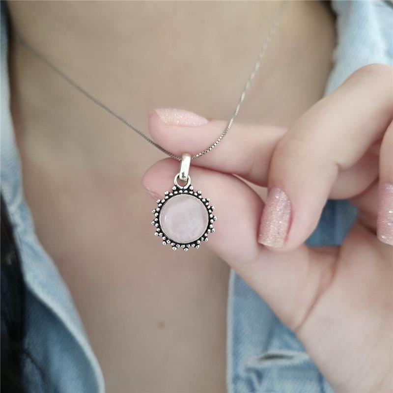 COLAR PRATA 925 SOL COM PEDRA NATURAL