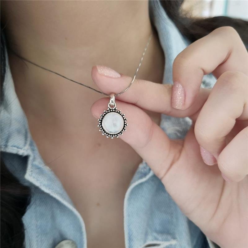 COLAR PRATA 925 SOL COM PEDRA NATURAL